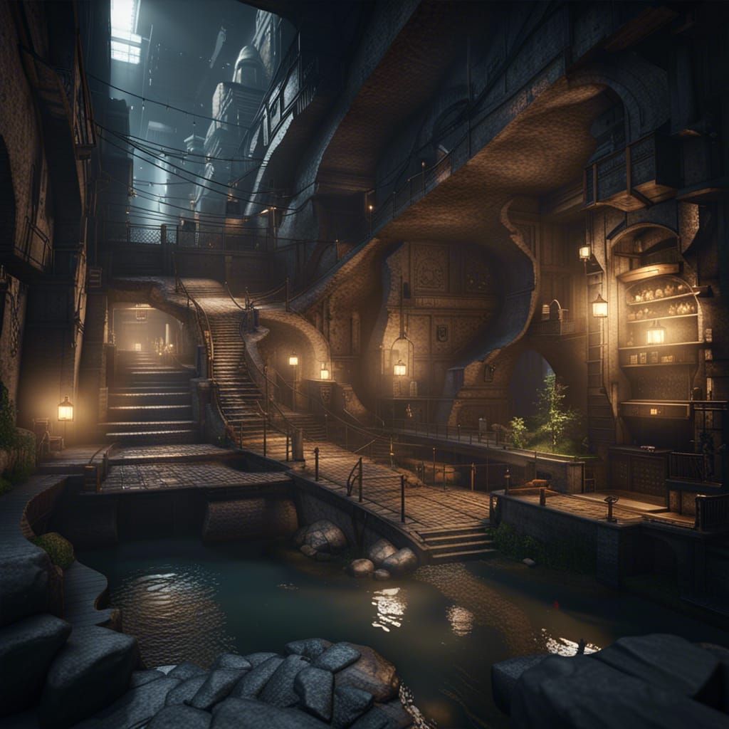 Underground city in the sewers of a large city