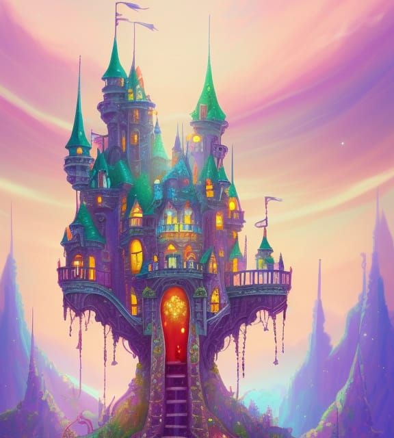 Gemstone Fantasy Castle with Intricate Details