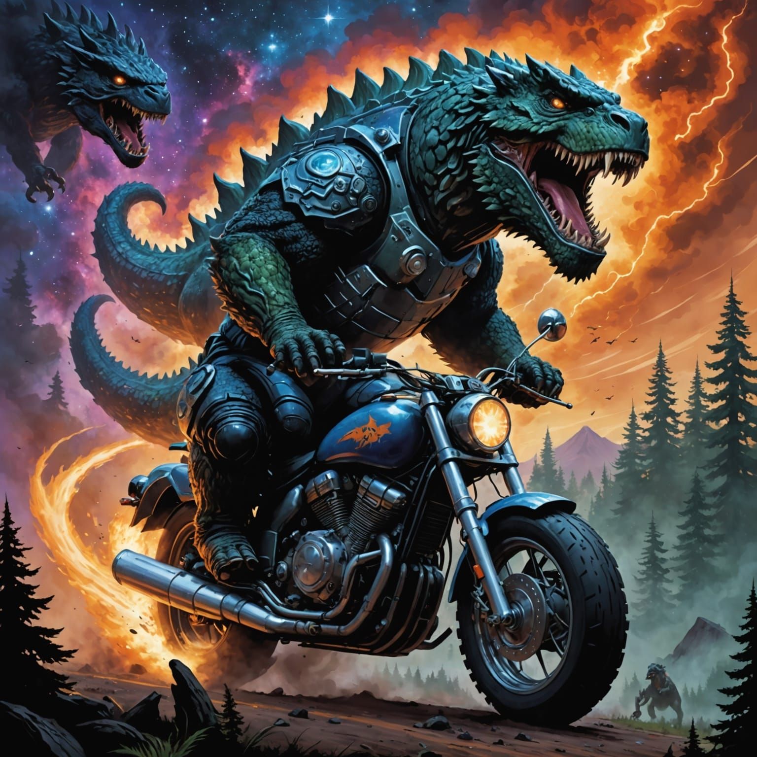 Airbrushed Mythological Creature Motorcycle Tank Art