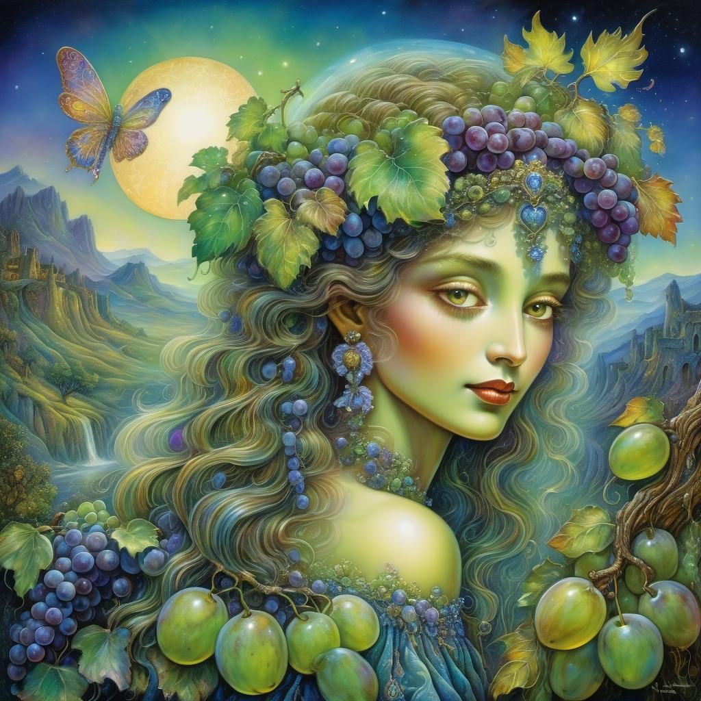 Surreal Grape Woman in Vibrant Colors