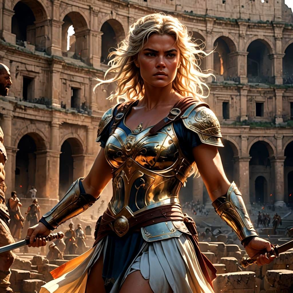 Amazon Warrior in Roman Colosseum: Hyperdetailed Portrait