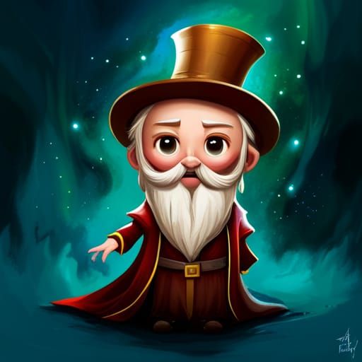 Chibi Dumbledore in Polychromatic Oil Gouache