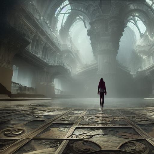 Dramatic Shattering Glass Ceiling Digital Painting