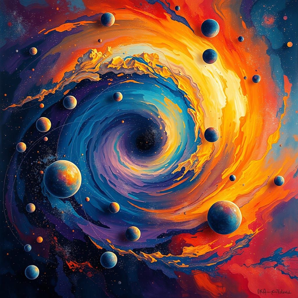 Vibrant Cosmic Dance in Swirling Colors