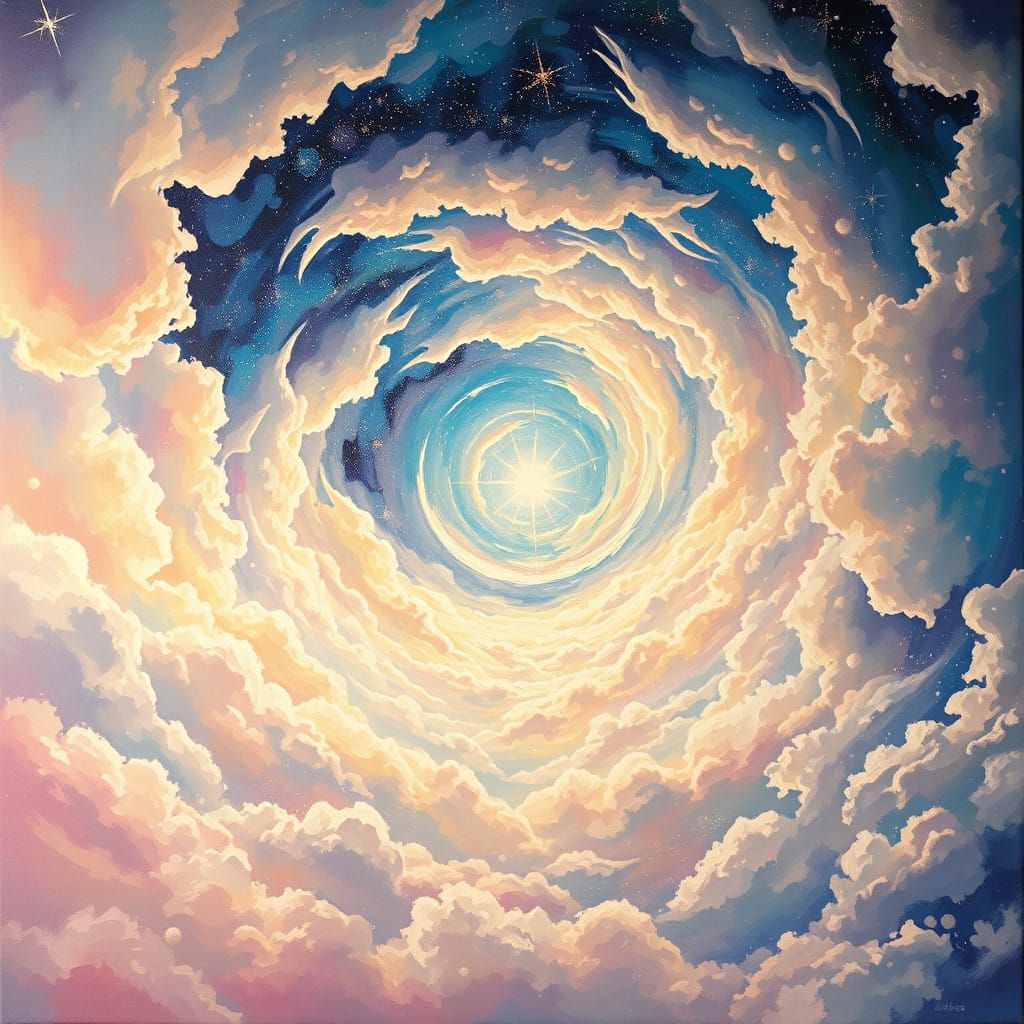 Ethereal Whirlpool of Shimmering Stardust in Radiant Cosmic...