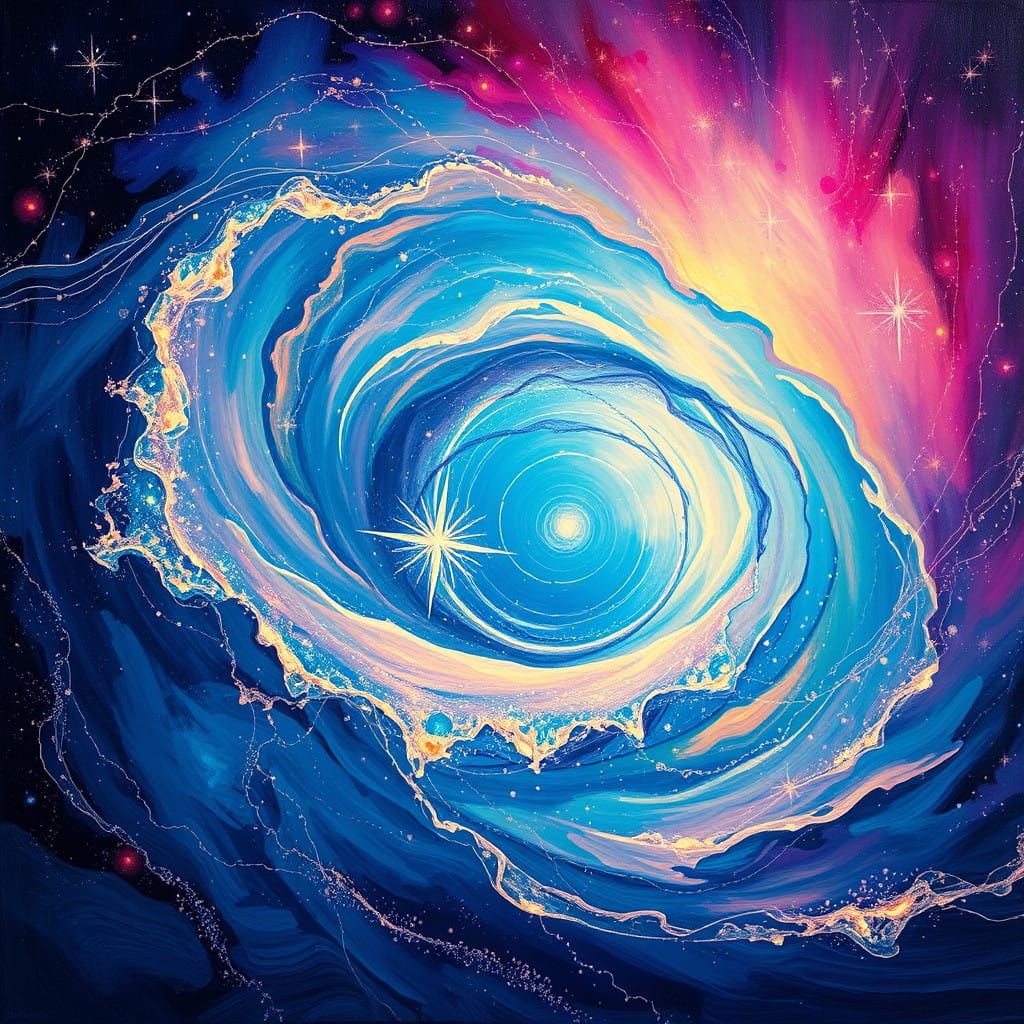 Dreamlike Cosmic Swirl in Iridescent Colors