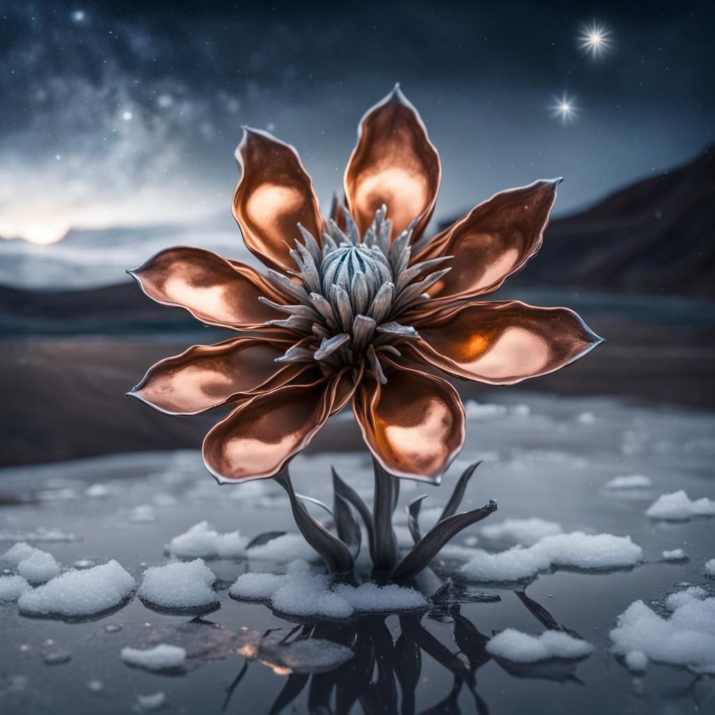 Otherworldly Flower Blooms on Distant Icy Moon
