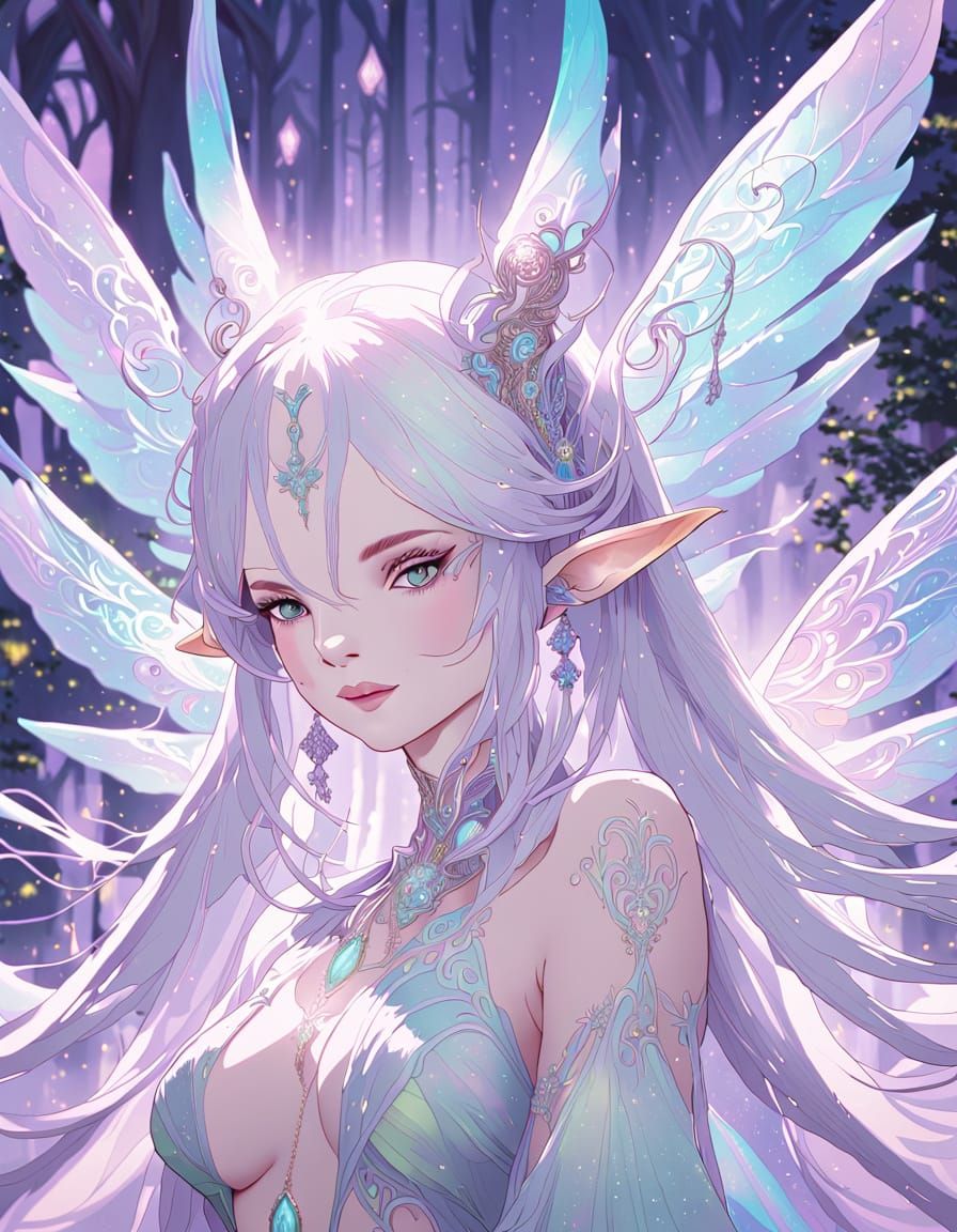 Elegant Elven Princess in Anime Style, Digital Art