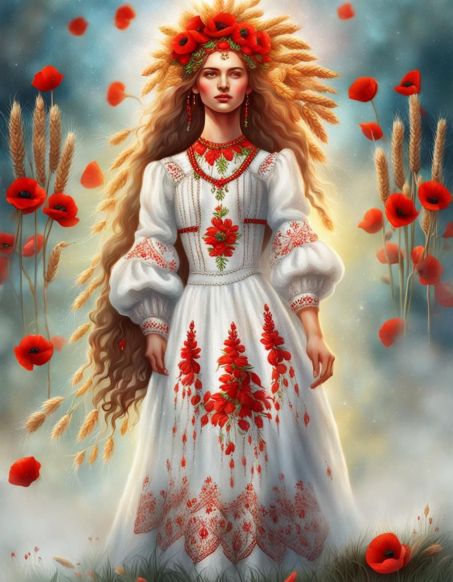 Slavic Goddess Ivan Kupala Portrait in Digital Art