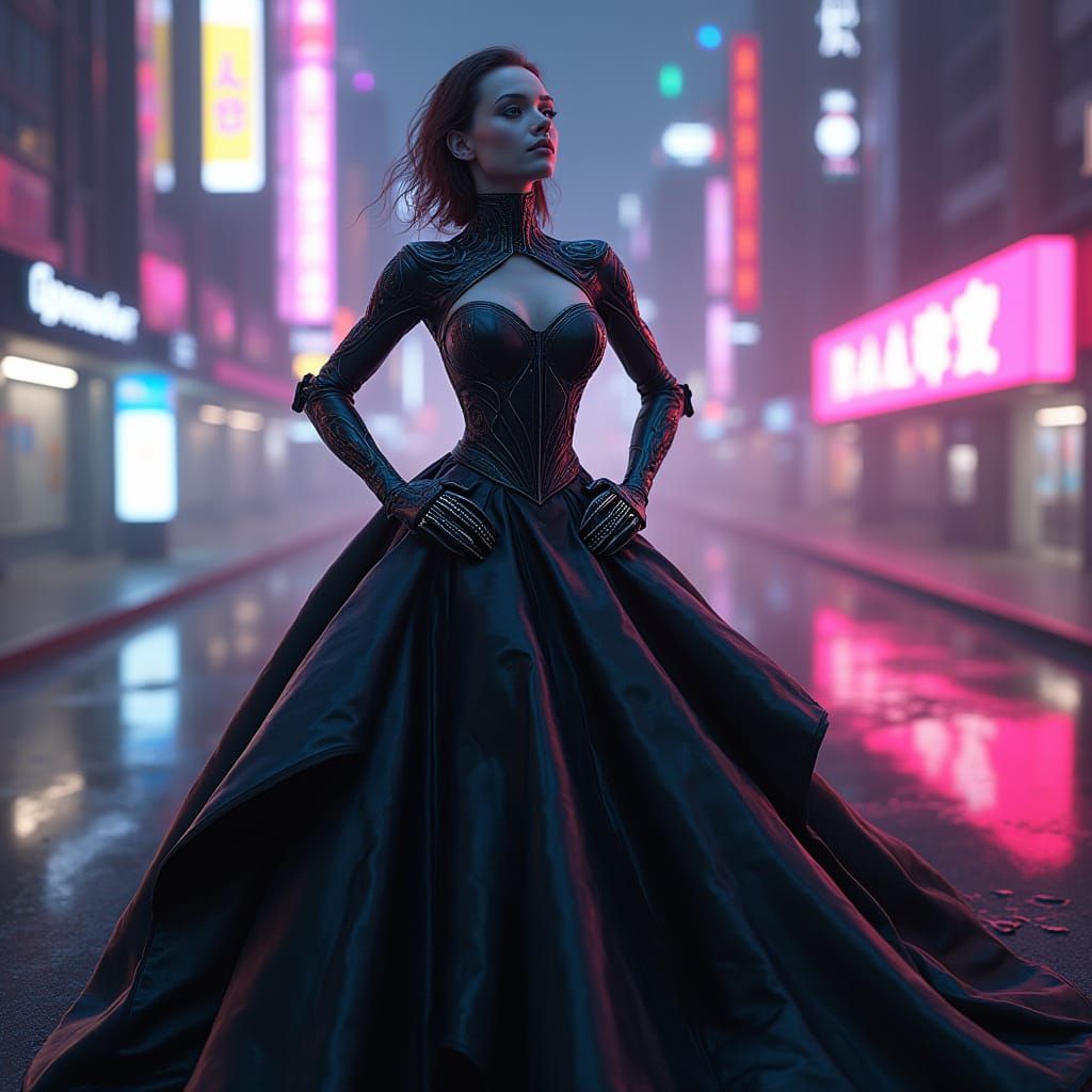 Android in Gown: Hyperrealistic Digital Portrait