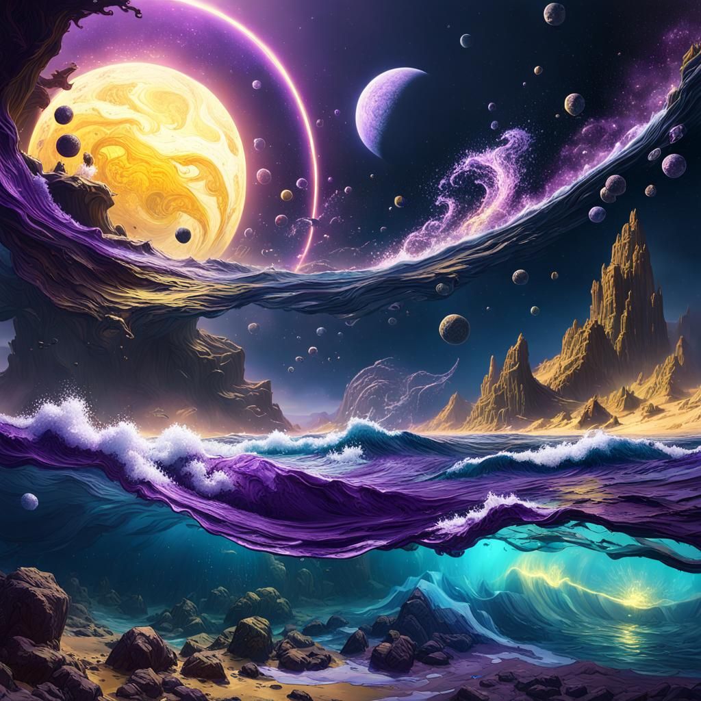 Spectacular Outer Space Ocean in Dark Fantasy Style