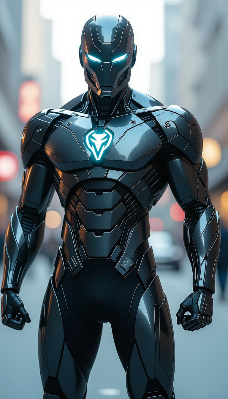 Futuristic Half-Machine Superhero with Alien Cybernetics