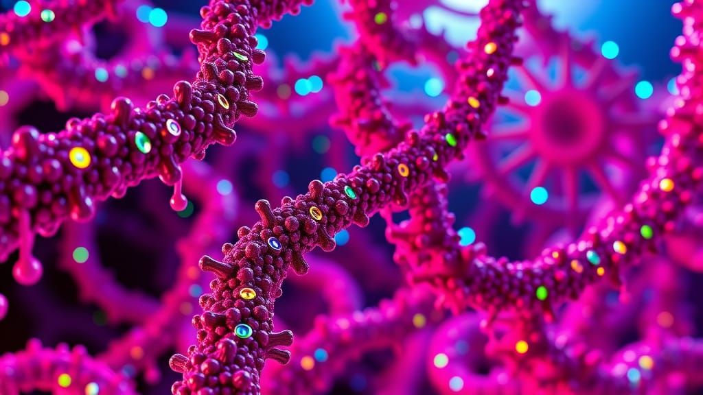 Gnome DNA Structure in Neon Glitch Art Style