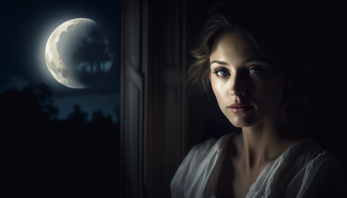 Ethereal Moonlit Portrait of a Woman