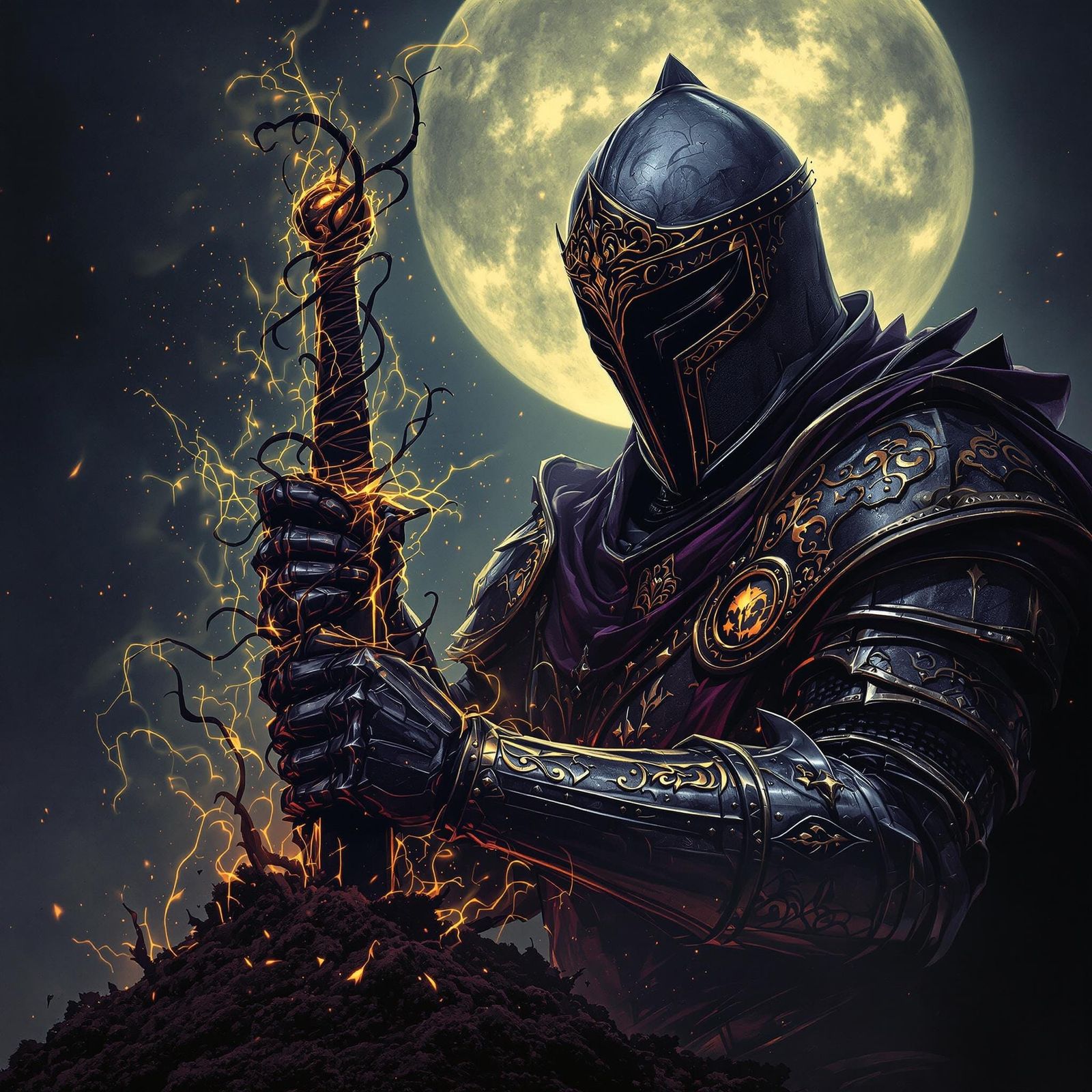 Corrupted Knight with Sword in Dark Fantasy Style