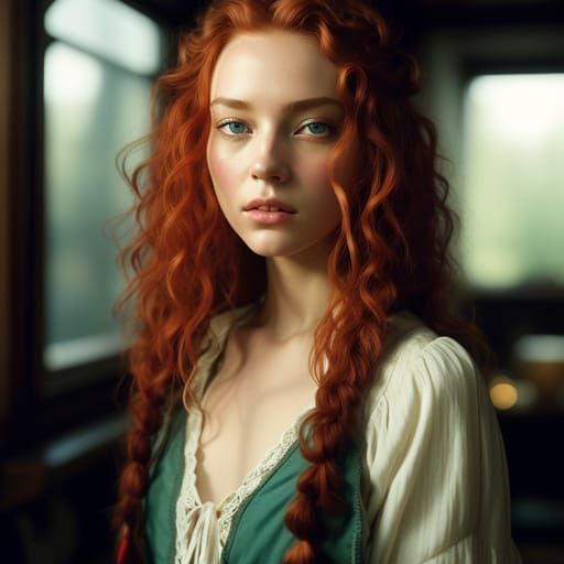 Redhead with Green Eyes Portrait
