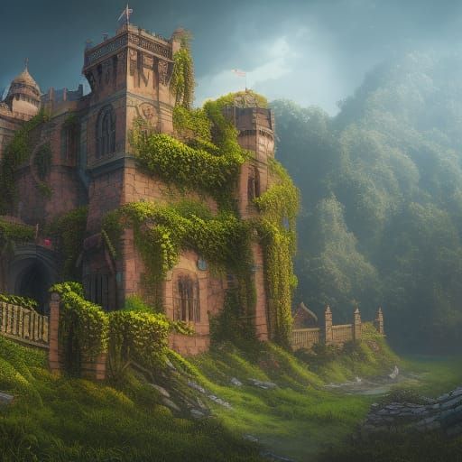 Castle cover in vines