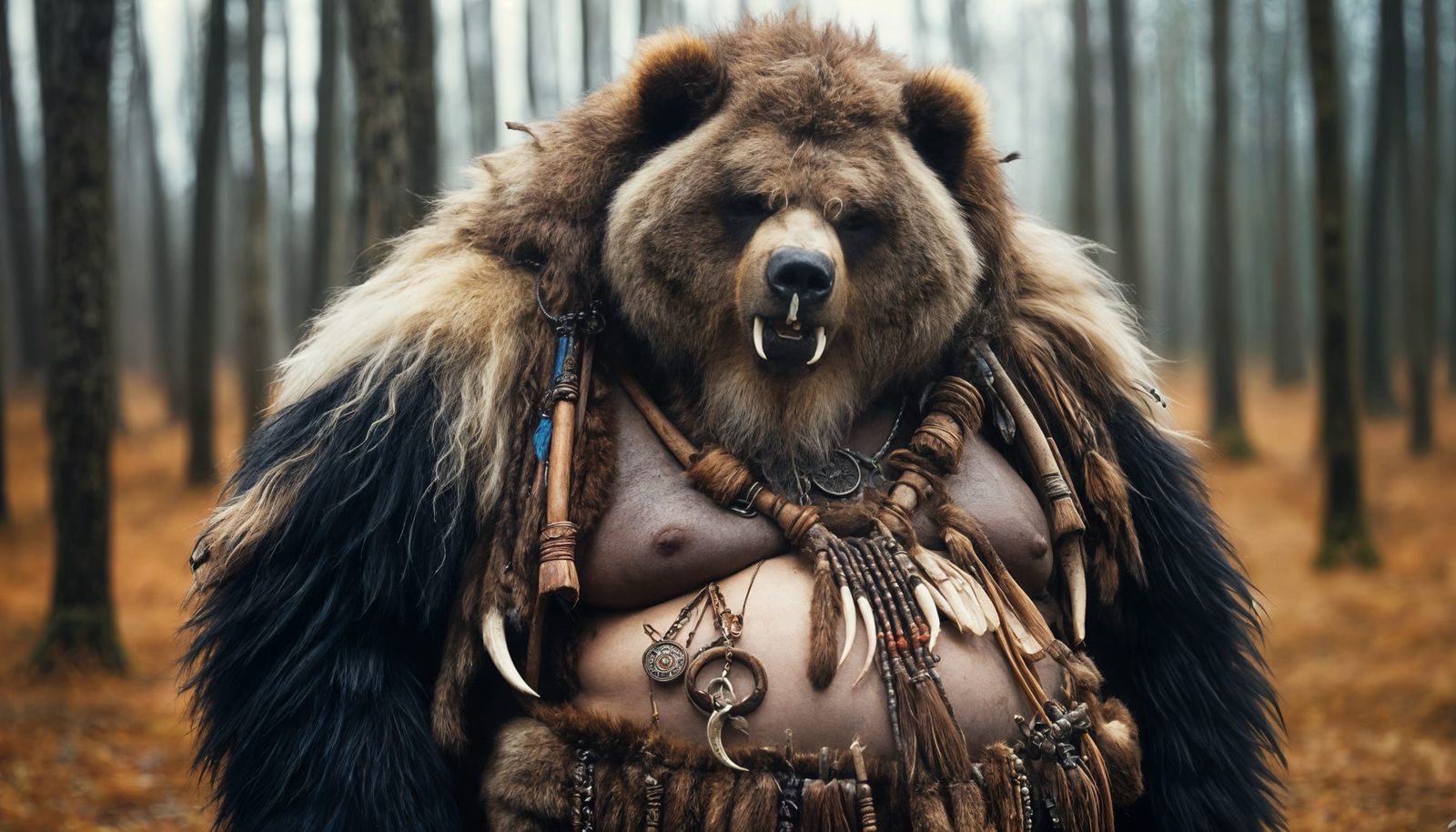 Kodiak Bear Necromancer Shaman with Tribal Fur