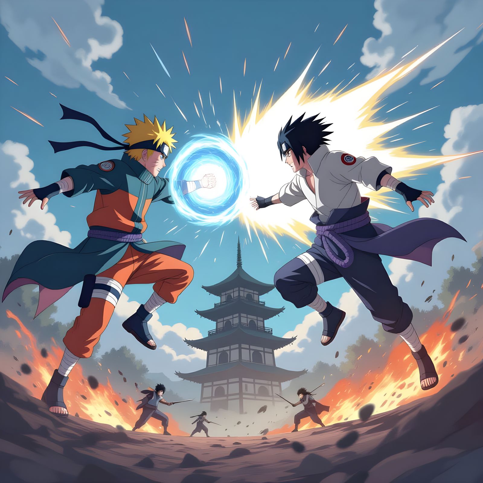 Naruto vs Sasuke: Epic Anime Battle with Elemental Powers