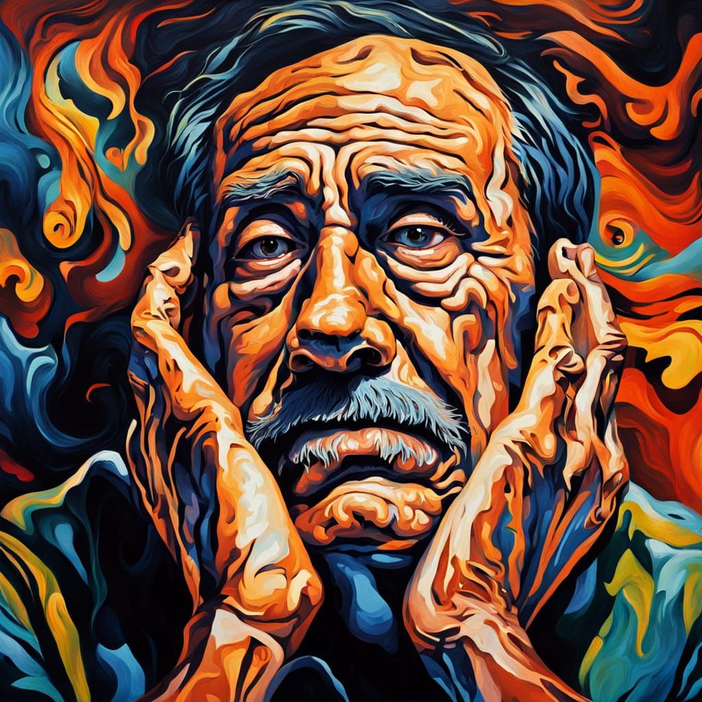 A Tormented Soul in Eerie Oil Portrait