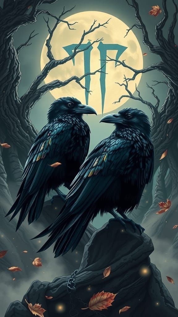 Majestic Ravens in Mystical Nordic Landscape