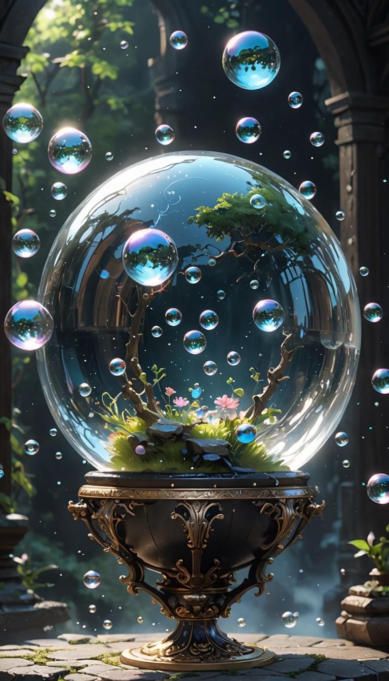 Fantasy Orb Floating in Air: 3D Anime Art