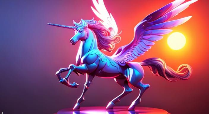 Glass Pegasus Statue in Art Nouveau Style