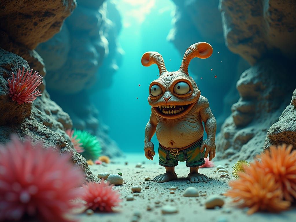 Anthropomorphic Grouchiness in Underwater Cantelope Canyon