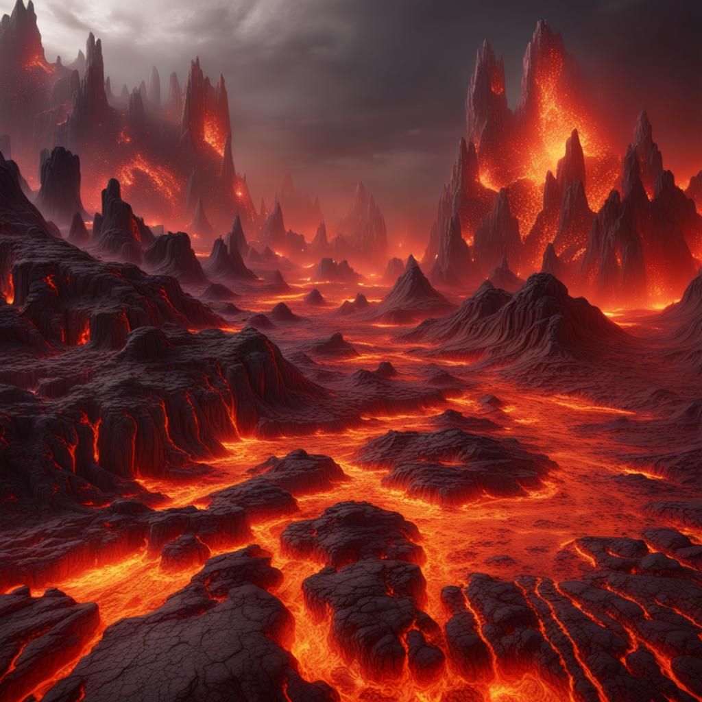 Detailed Matte Painting of a Magma Surface