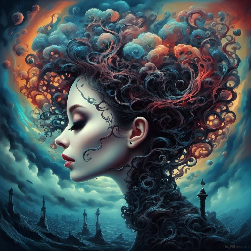 Surreal Gothic Portrait in Iridescent Colors