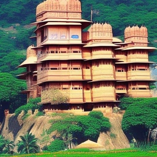 Futuristic Indian Castle in 90s Fantasy Style