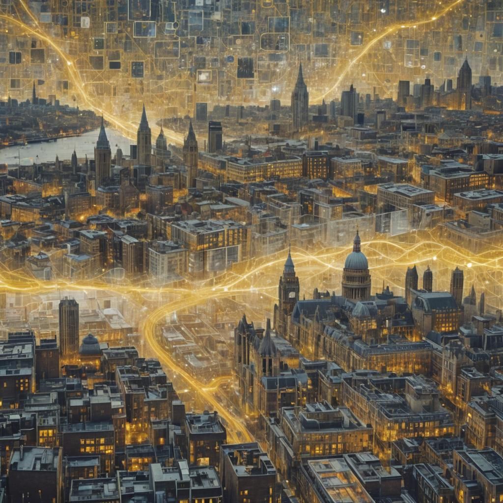Surreal Yellow London: Quantum Entanglement Meets Cityscape