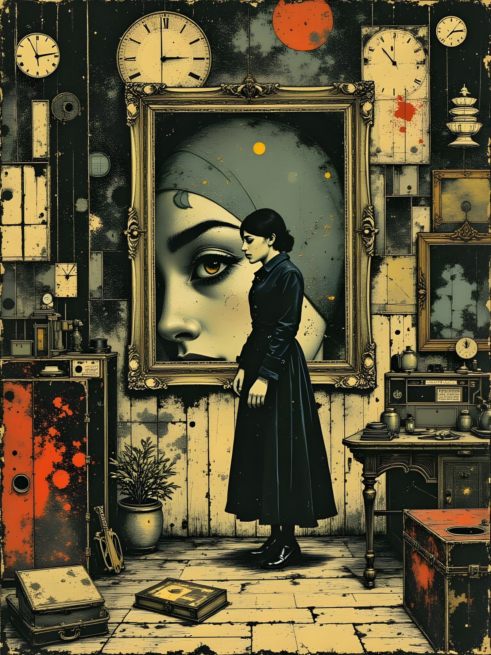 Mystical Attic with Unfolding Mirrors in Dreamlike Atmospher...