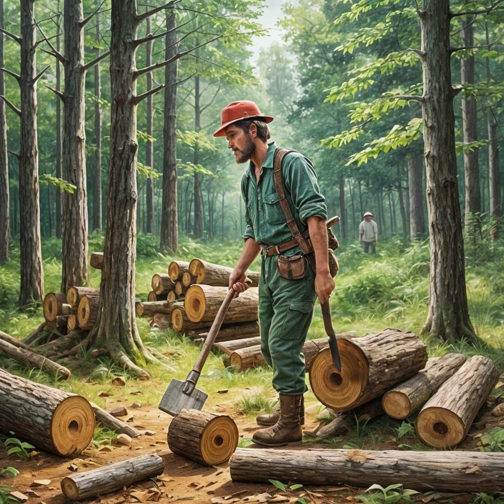 Woodcutter in the forest