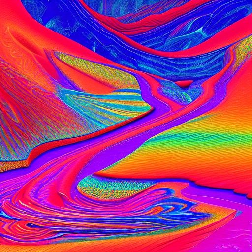 Colorful River Valley: A Psychedelic Cosmic Illustration