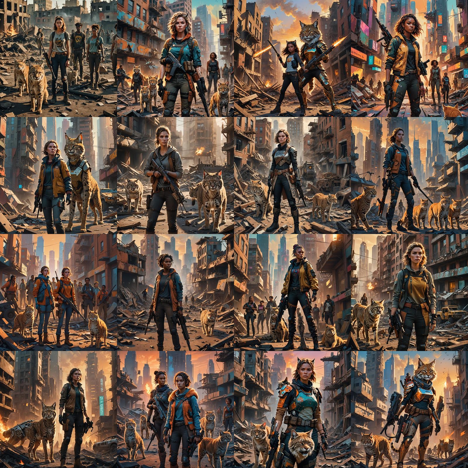 Hopeful Dawn After Battle in Futuristic City