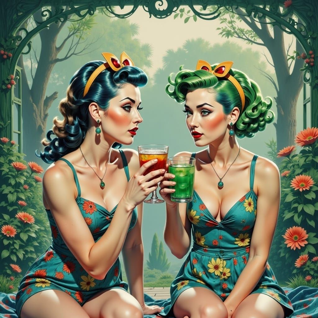 Whimsical Porch Gossip in a Fantasy Setting