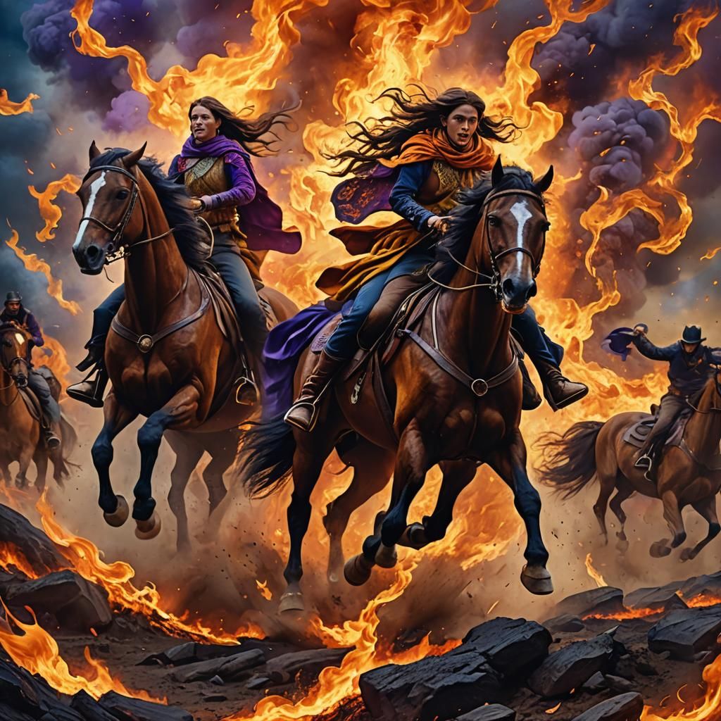 Equestrian Firestorm: A Digital Matte Painting