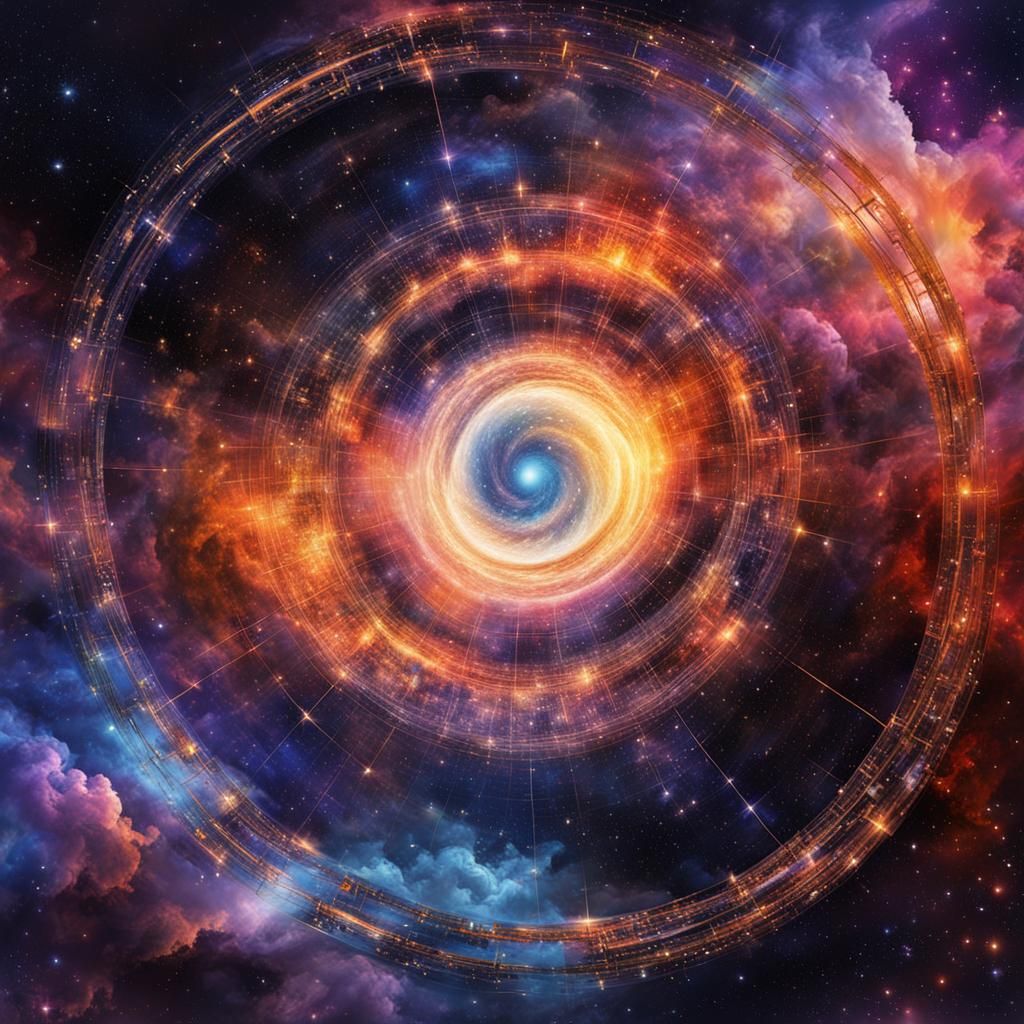 Abstract Time Wormhole Portal in Space Nebula