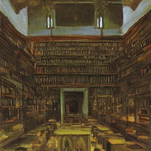 Vampire's Library: Expressionist Oil Painting