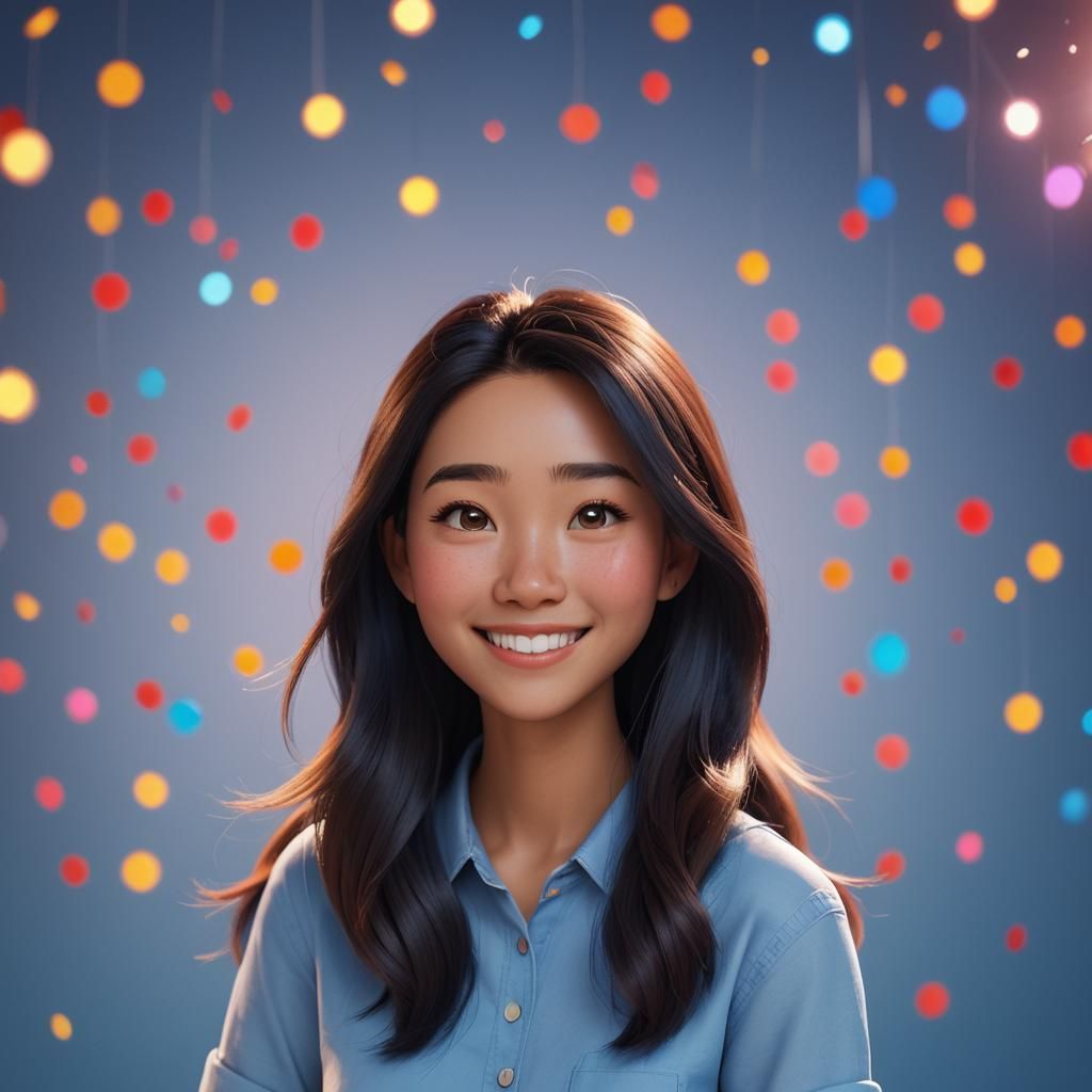 Pixar-Style 3D Portrait of Smiling Asian Woman