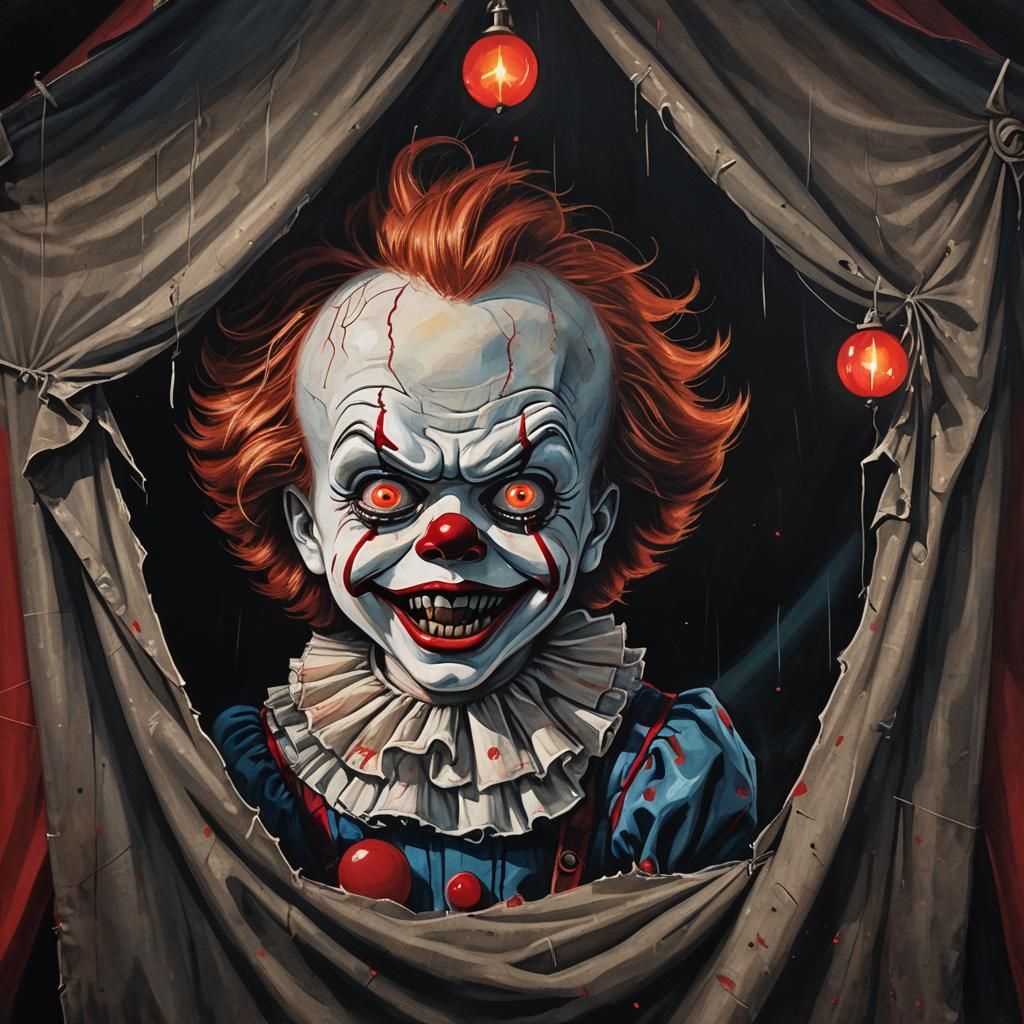 Sinister Chucky/Pennywise Hybrid in Gothic Horror Style