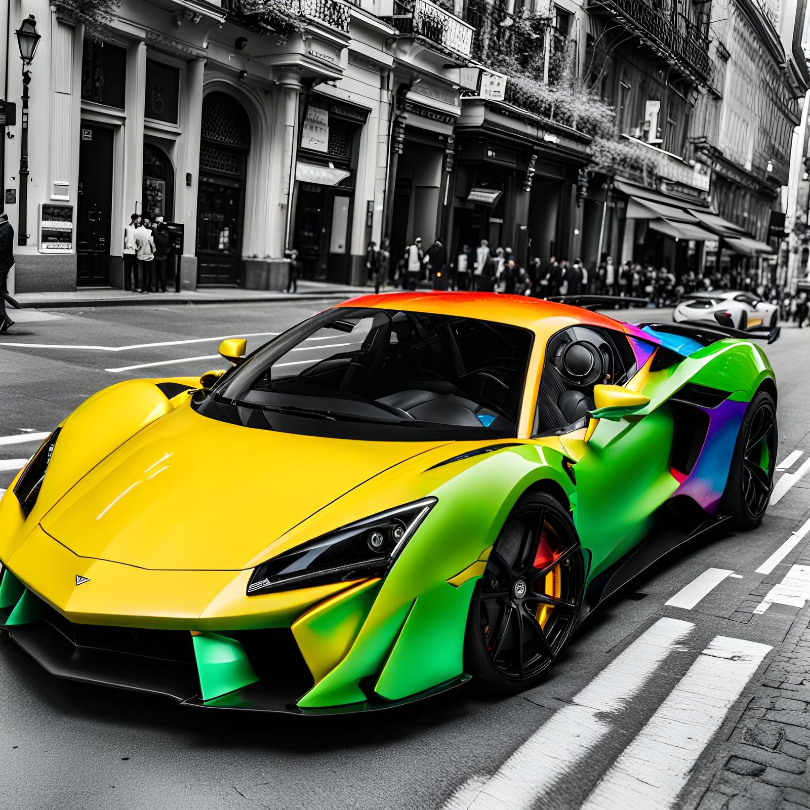 Explosive Supercar: A Colorful Velocity Dream
