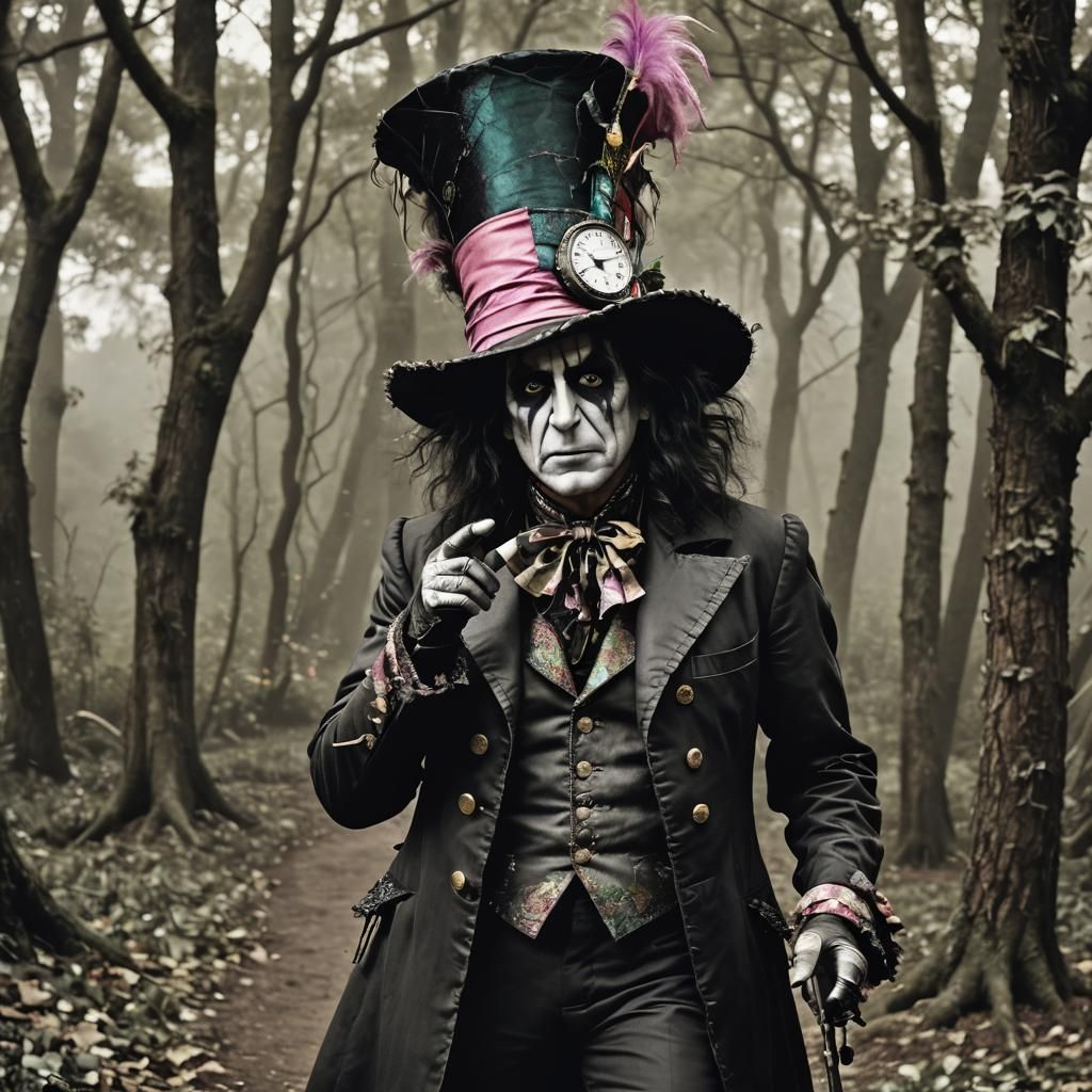 Alice Cooper as Mad Hatter in Wonderland