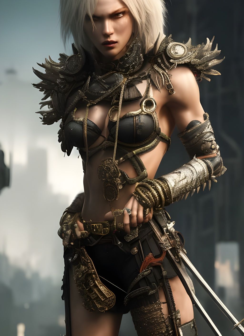 Apocalyptic Survivor in Detailed Cybernetic Armor