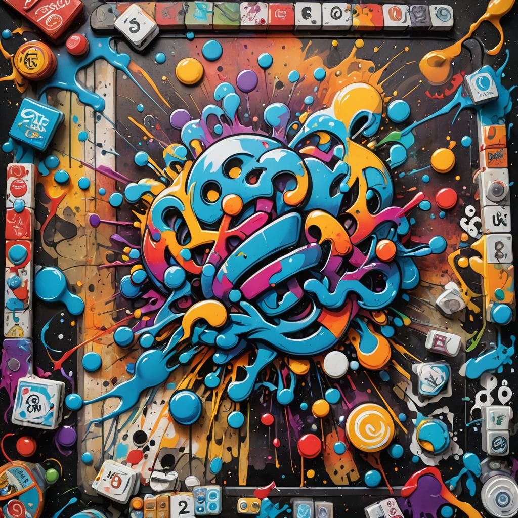 Board Game Graffiti Art in Splash Art Style