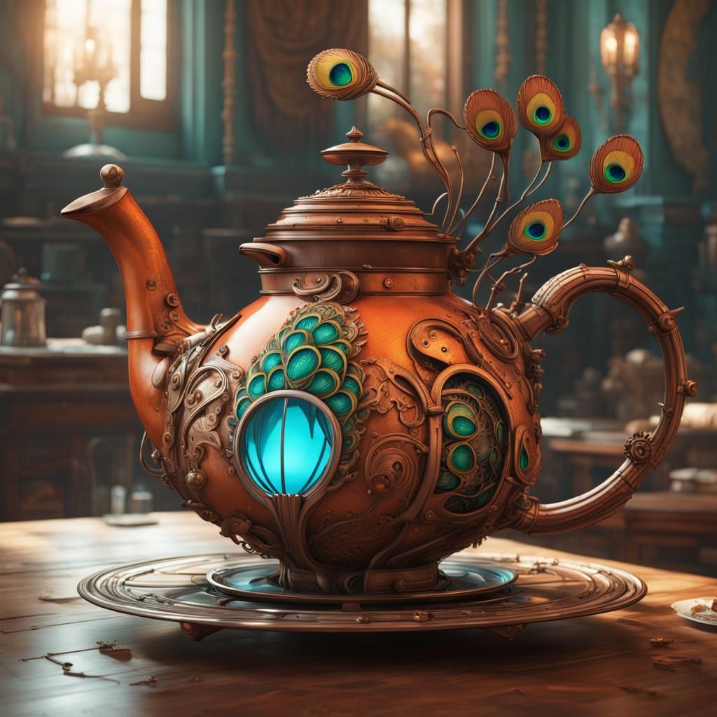 Steampunk Peacock Teapot Concept Art