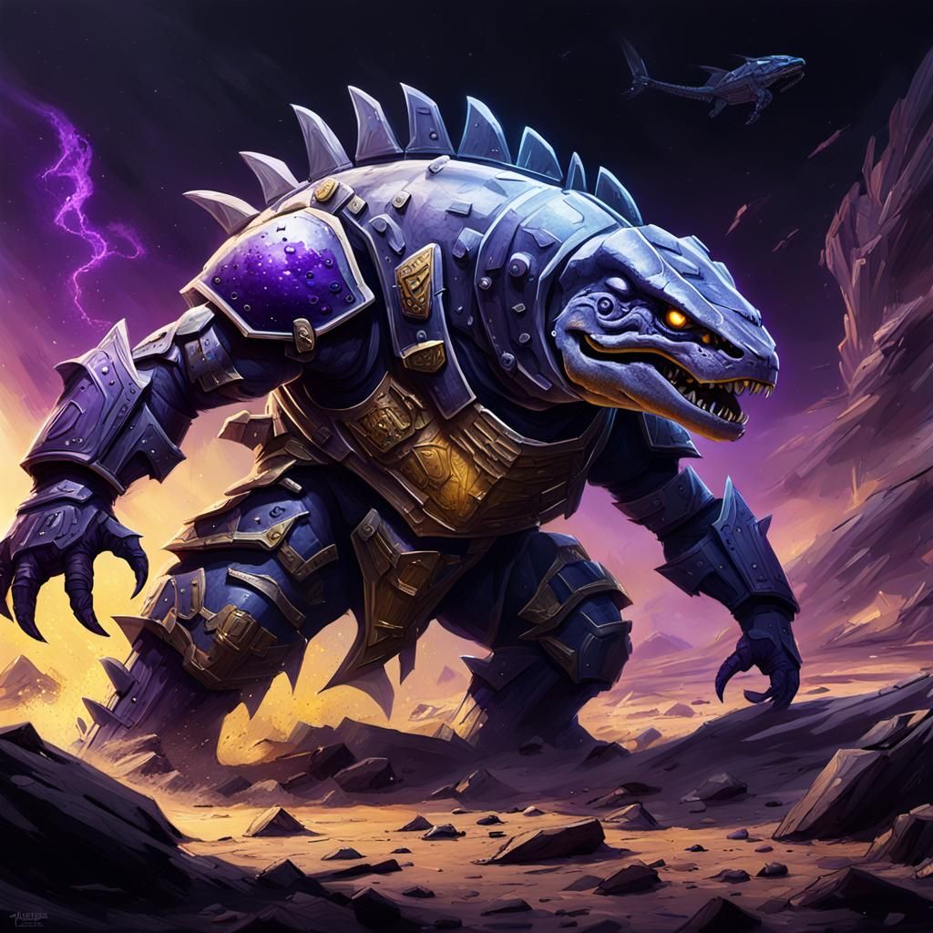 Dunkleosteus Warrior with M16 in Dark Fantasy Art