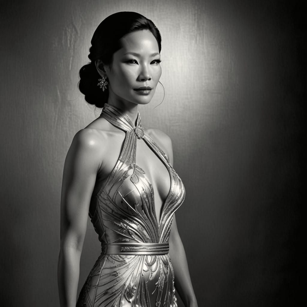 Glamorous Black and White Portrait in Old Hollywood Style