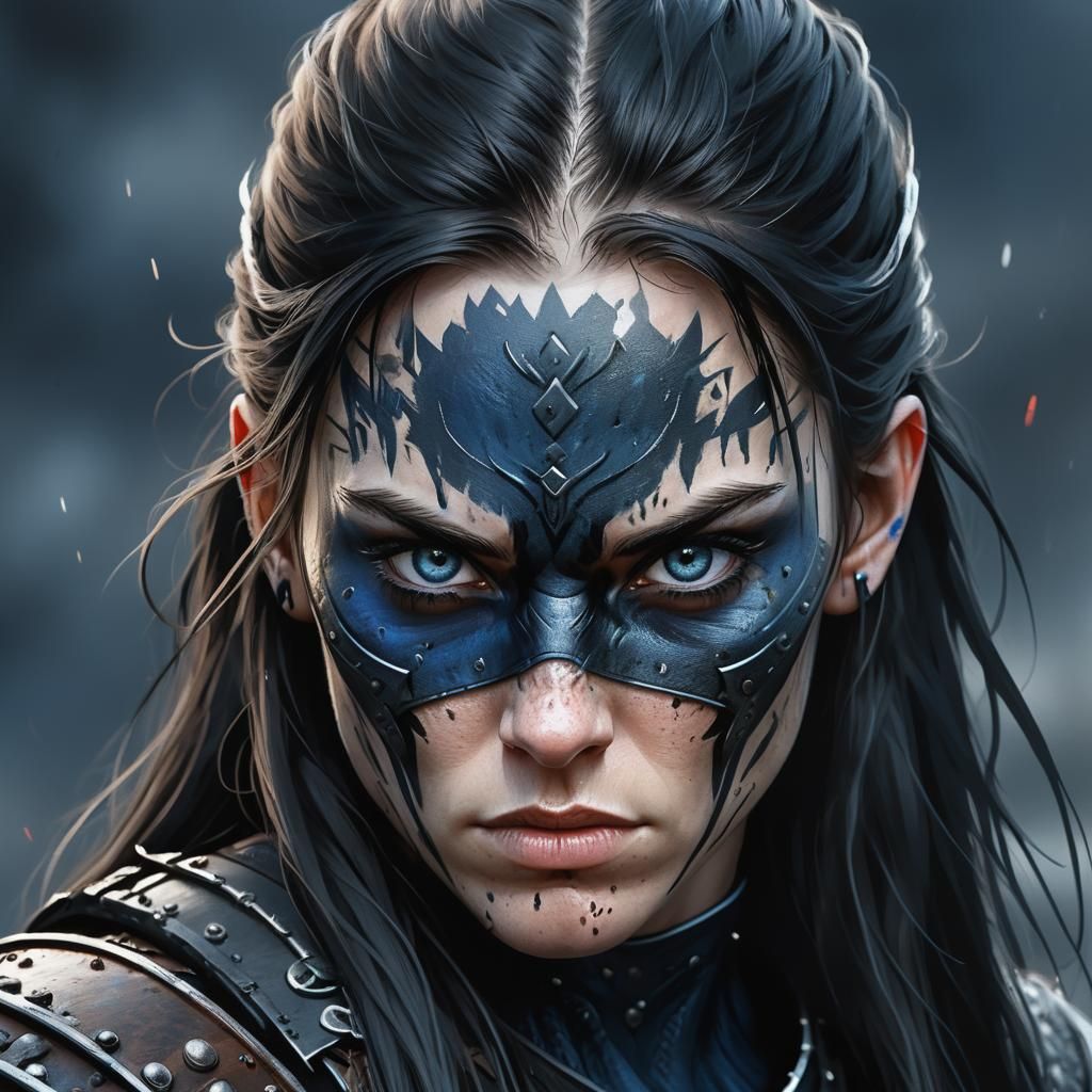 Viking Warrior Woman: Photorealistic Dark Fantasy Portrait